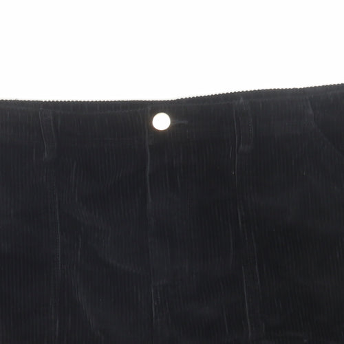 F&F Womens Black Cotton A-Line Skirt Size 16 Zip
