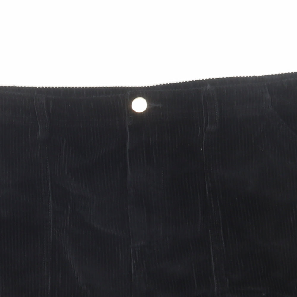 F&F Womens Black Cotton A-Line Skirt Size 16 Zip