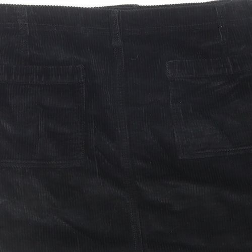 F&F Womens Black Cotton A-Line Skirt Size 16 Zip