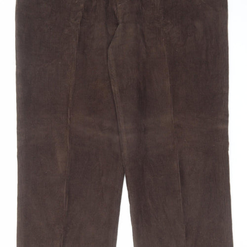 James Pringle Mens Brown Cotton Dress Pants Trousers Size 38 in L31 in Regular Zip
