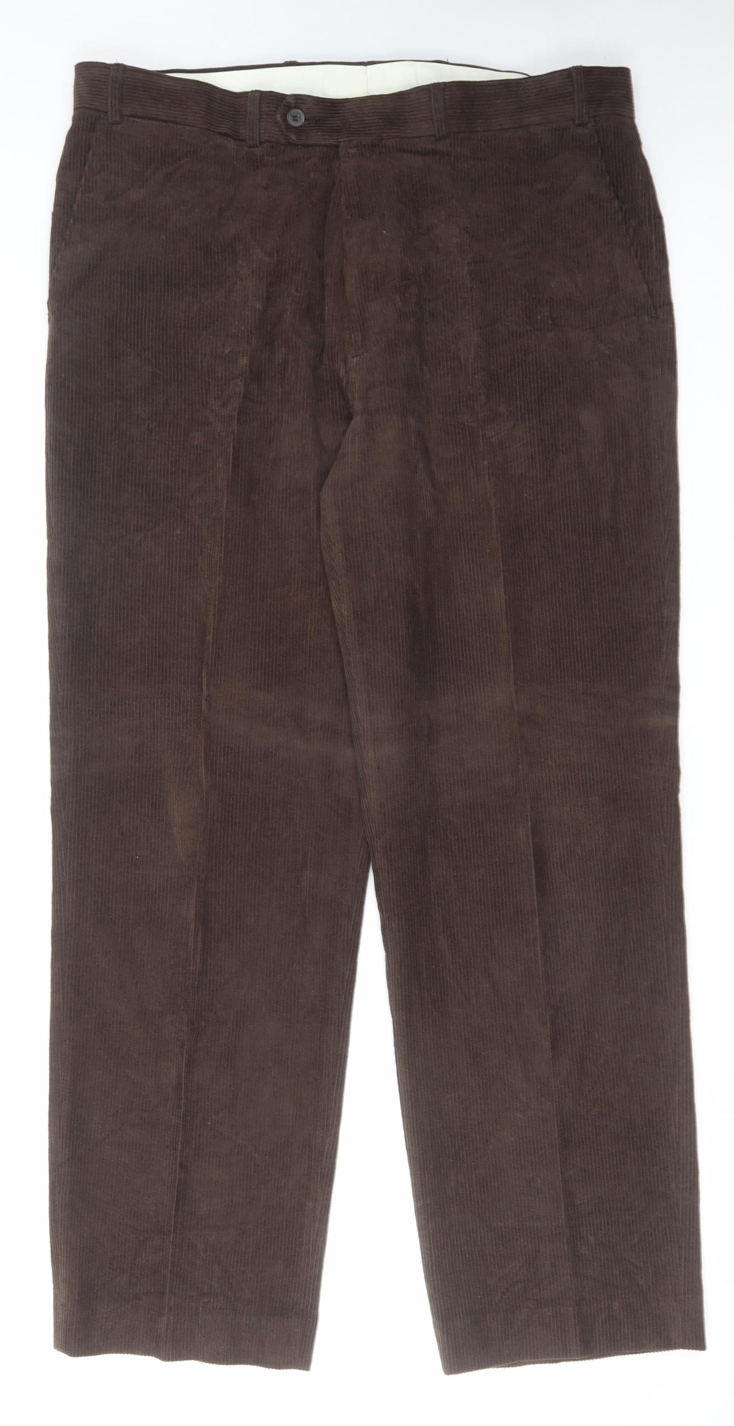 James Pringle Mens Brown Cotton Dress Pants Trousers Size 38 in L31 in Regular Zip