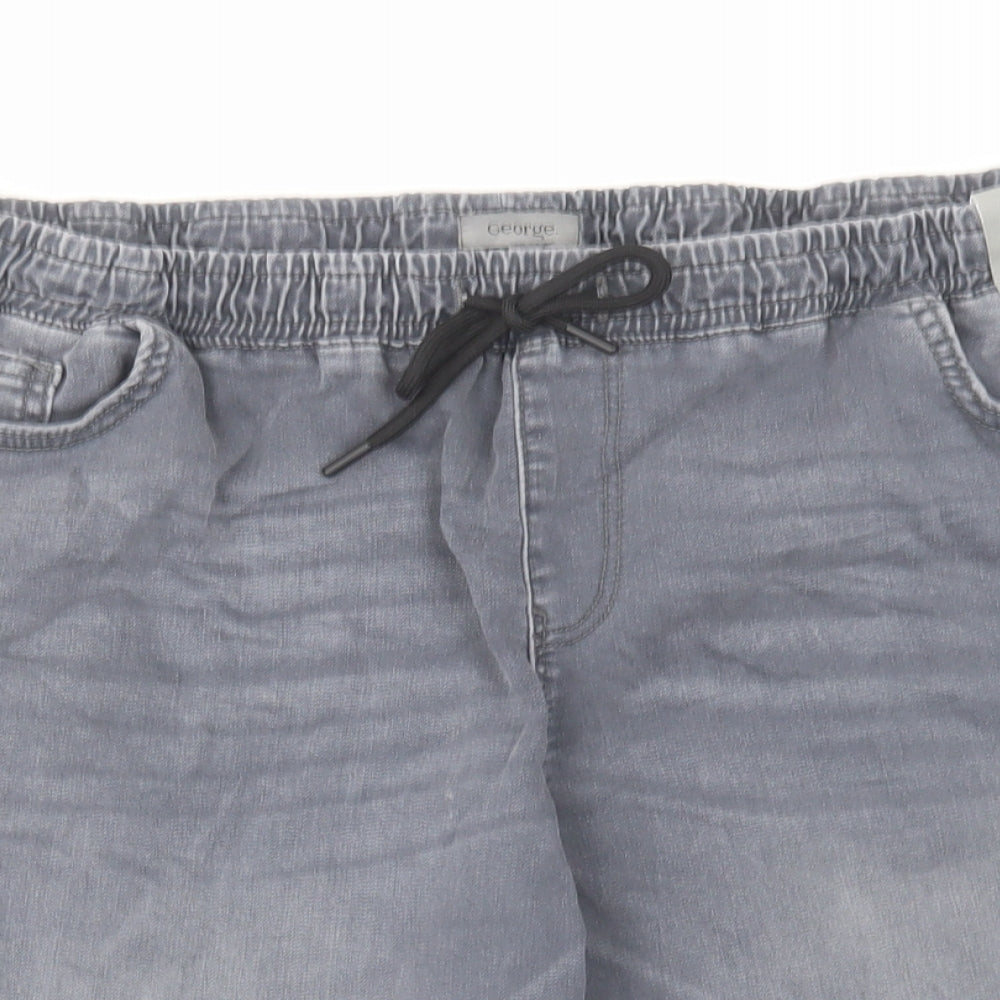 George Mens Grey Cotton Sweat Shorts Size XL L10 in Regular Drawstring