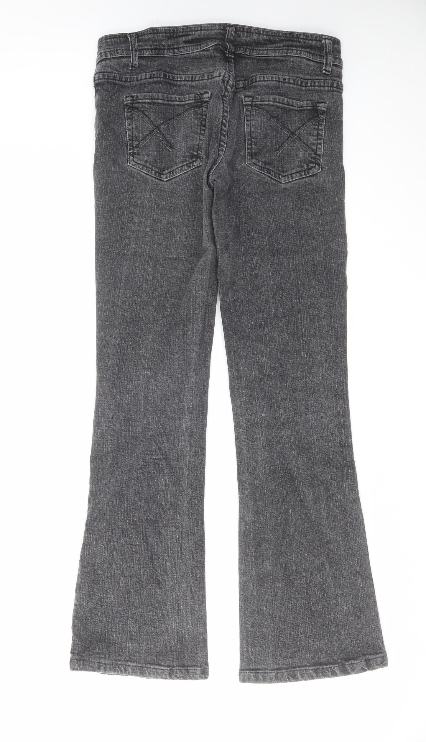 Denim & Co. Womens Grey Cotton Flared Jeans Size 10 L29 in Regular Zip
