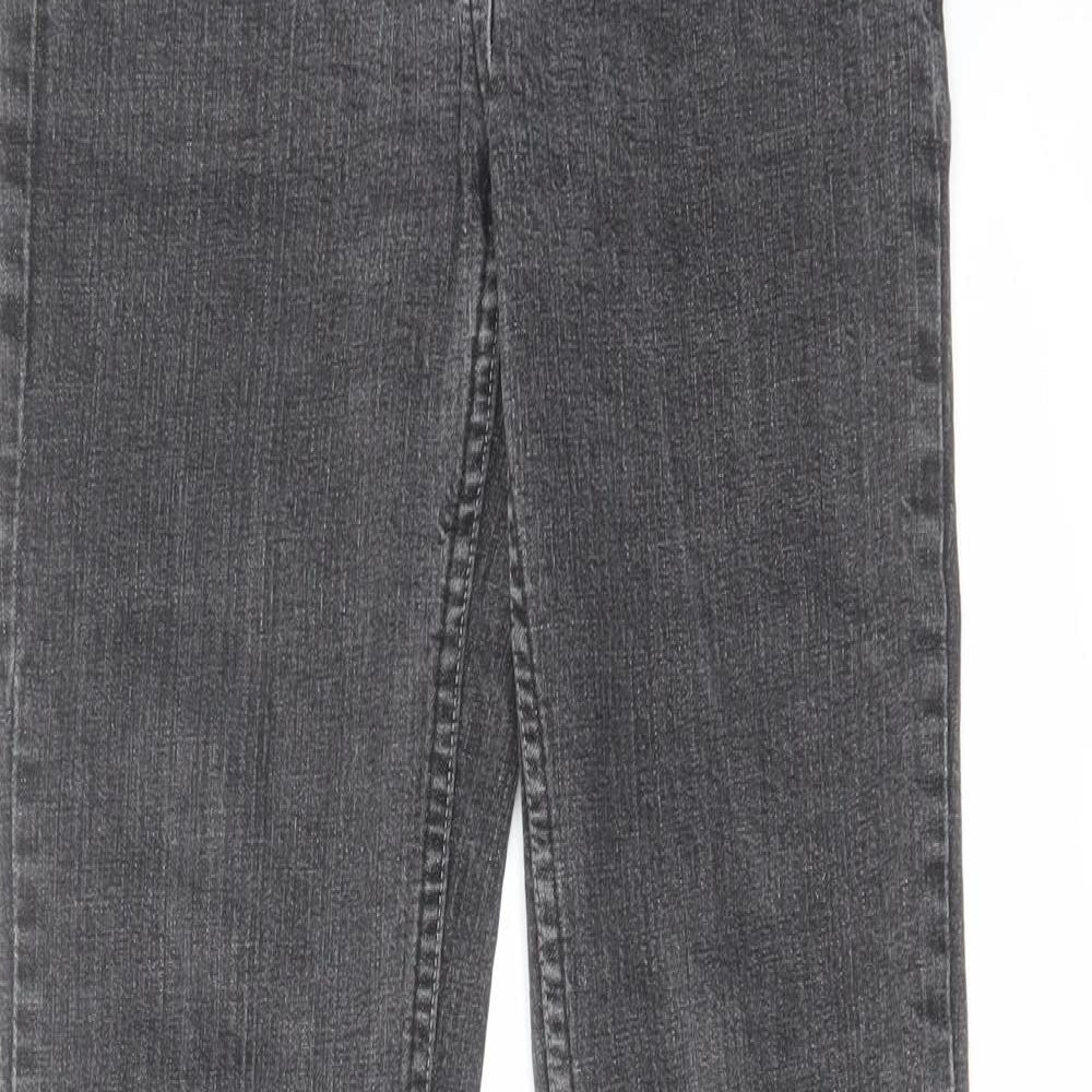 Denim & Co. Womens Grey Cotton Flared Jeans Size 10 L29 in Regular Zip