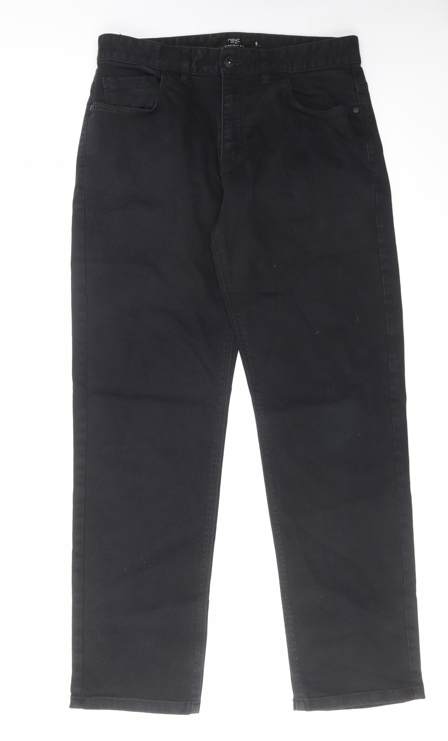 NEXT Mens Black Cotton Straight Jeans Size 32 in L31 in Regular Zip