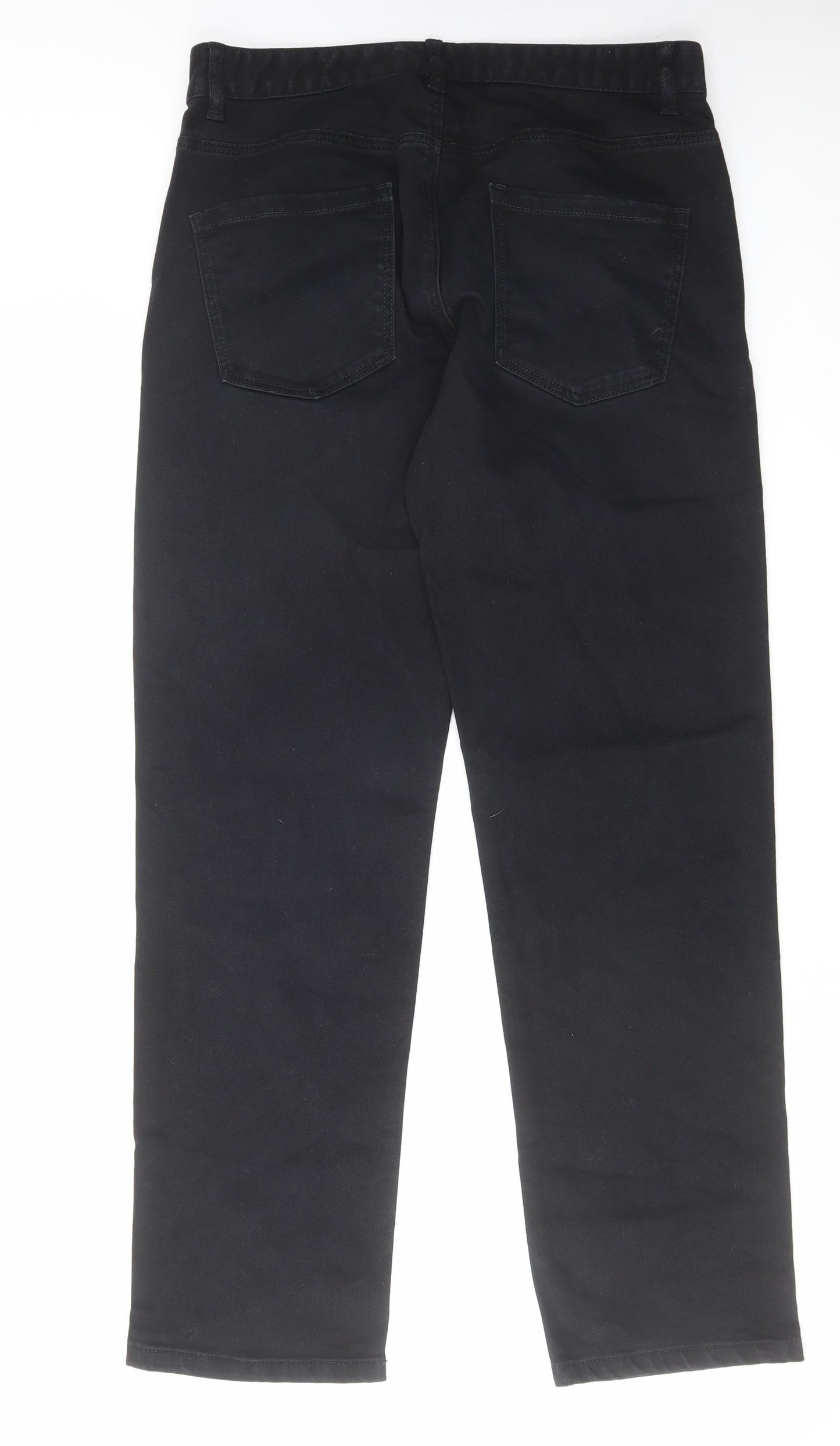 NEXT Mens Black Cotton Straight Jeans Size 32 in L31 in Regular Zip