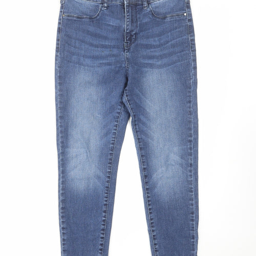Red Herring Womens Blue Cotton Skinny Jeans Size 12 L24 in Regular Zip