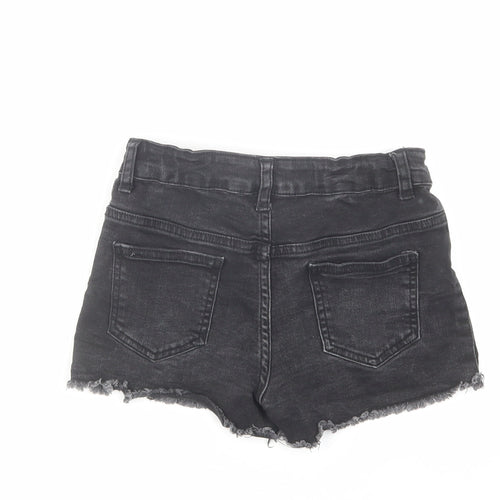 Denim & Co. Girls Black Cotton Cut-Off Shorts Size 8-9 Years Regular Zip