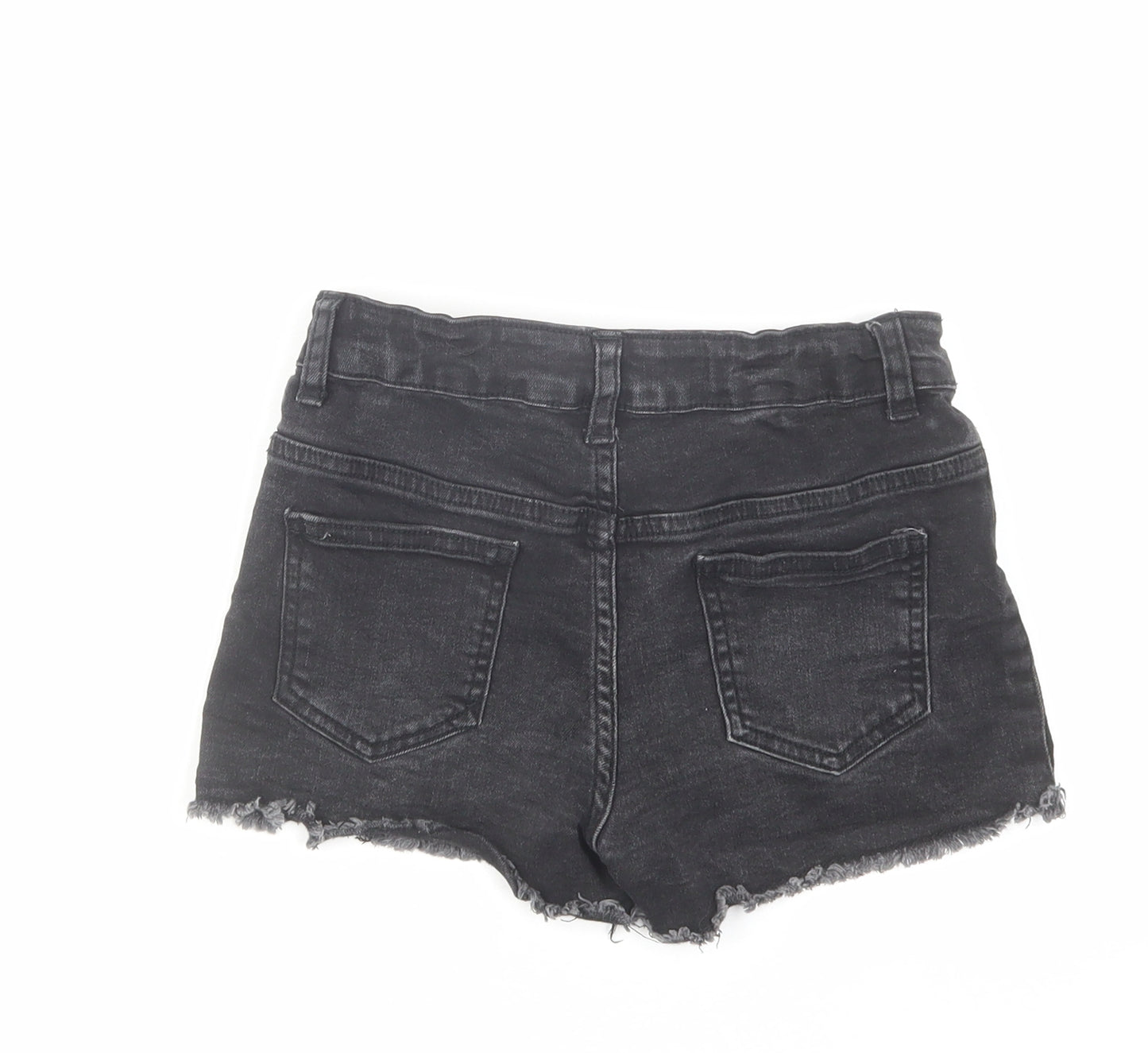 Denim & Co. Girls Black Cotton Cut-Off Shorts Size 8-9 Years Regular Zip
