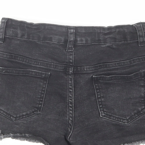 Denim & Co. Girls Black Cotton Cut-Off Shorts Size 8-9 Years Regular Zip