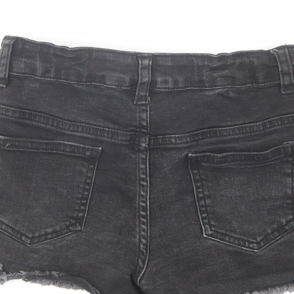 Denim & Co. Girls Black Cotton Cut-Off Shorts Size 8-9 Years Regular Zip