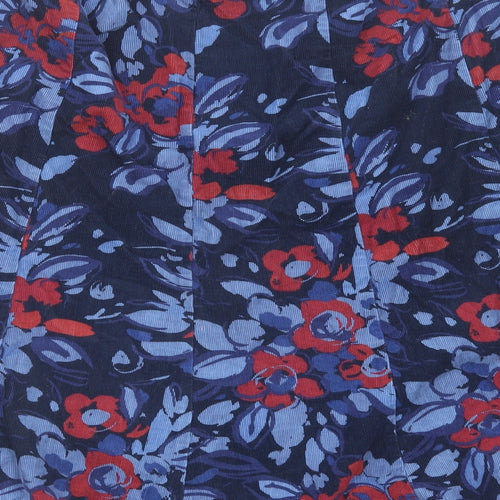 Marks and Spencer Womens Blue Floral Cotton Swing Skirt Size 18 Zip