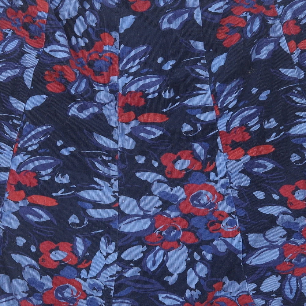 Marks and Spencer Womens Blue Floral Cotton Swing Skirt Size 18 Zip