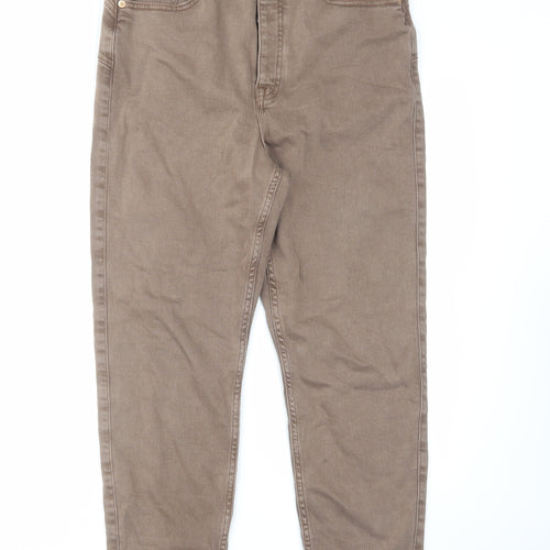 River Island Womens Brown Cotton Tapered Jeans Size 12 L26 in Regular Button