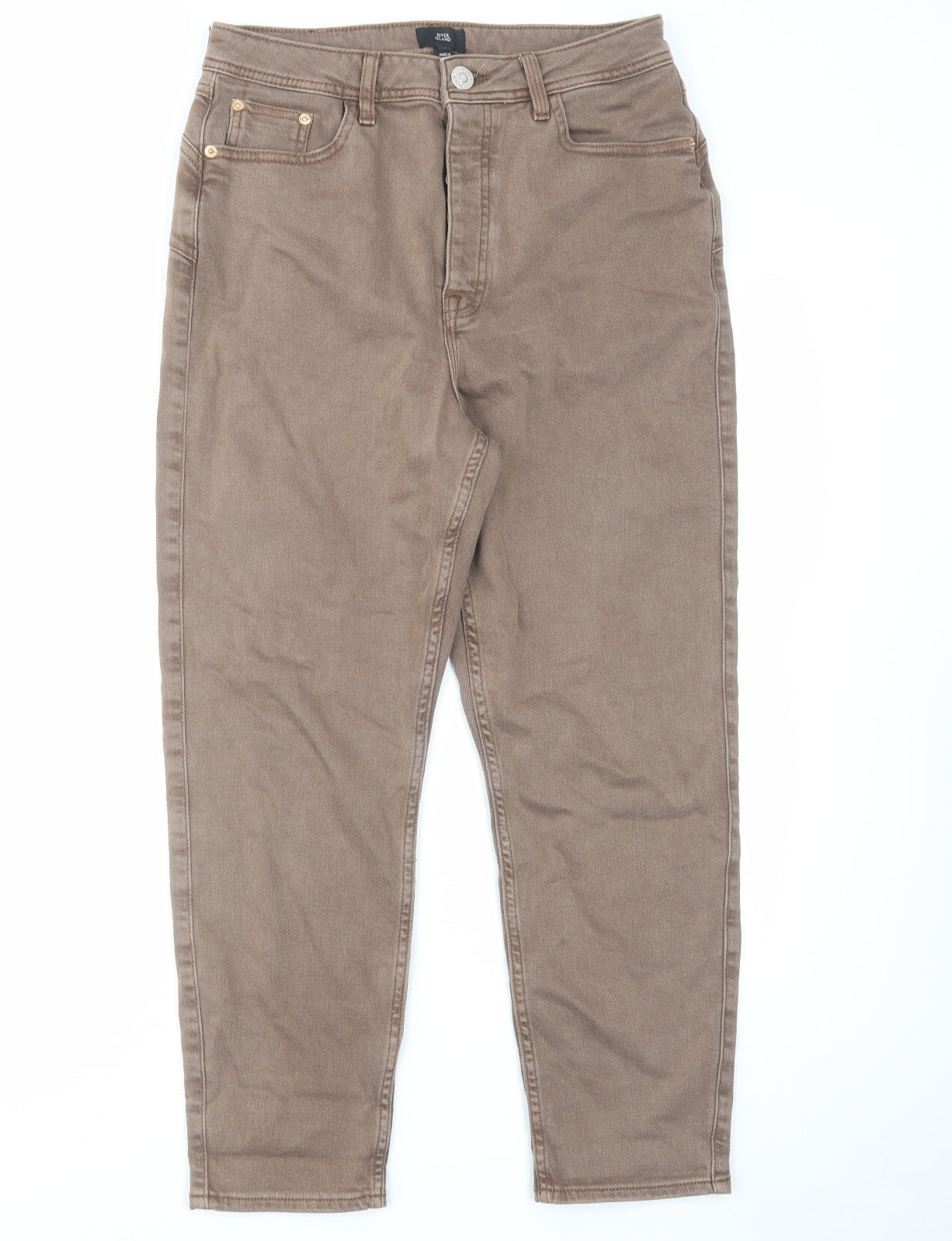 River Island Womens Brown Cotton Tapered Jeans Size 12 L26 in Regular Button