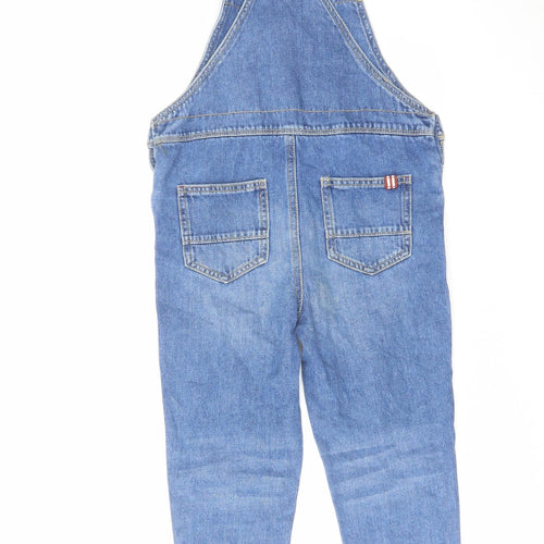 TU Girls Blue Cotton Dungaree One-Piece Size 5-6 Years Button