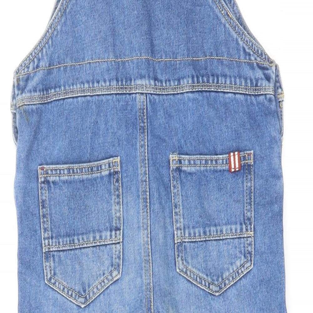 TU Girls Blue Cotton Dungaree One-Piece Size 5-6 Years Button