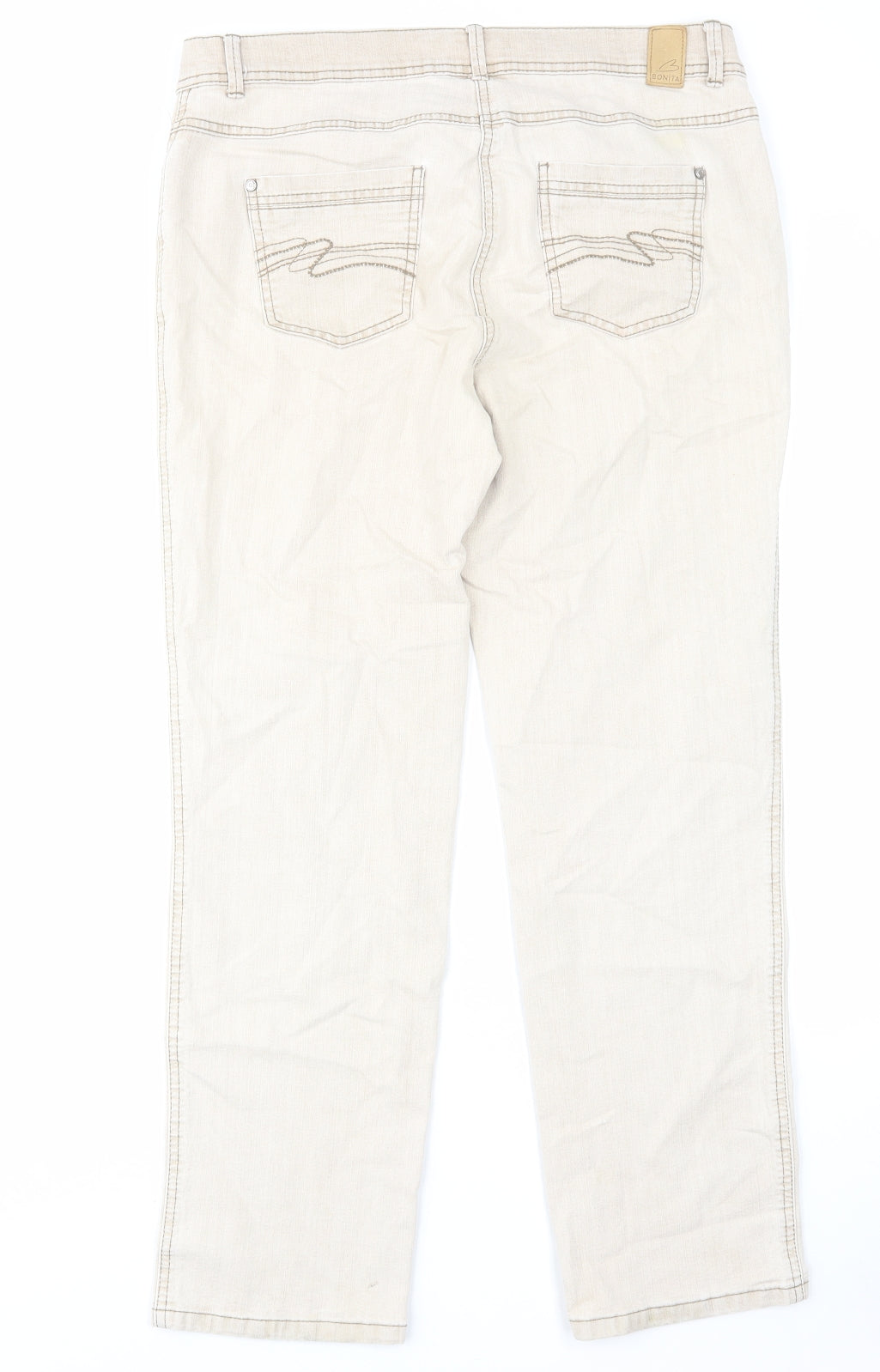 Bonita Womens Beige Cotton Straight Jeans Size 14 L29 in Regular Zip