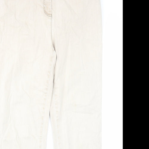 Bonita Womens Beige Cotton Straight Jeans Size 14 L29 in Regular Zip