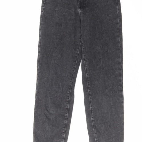 Stradivarius Womens Black Cotton Straight Jeans Size 8 L27 in Regular Zip