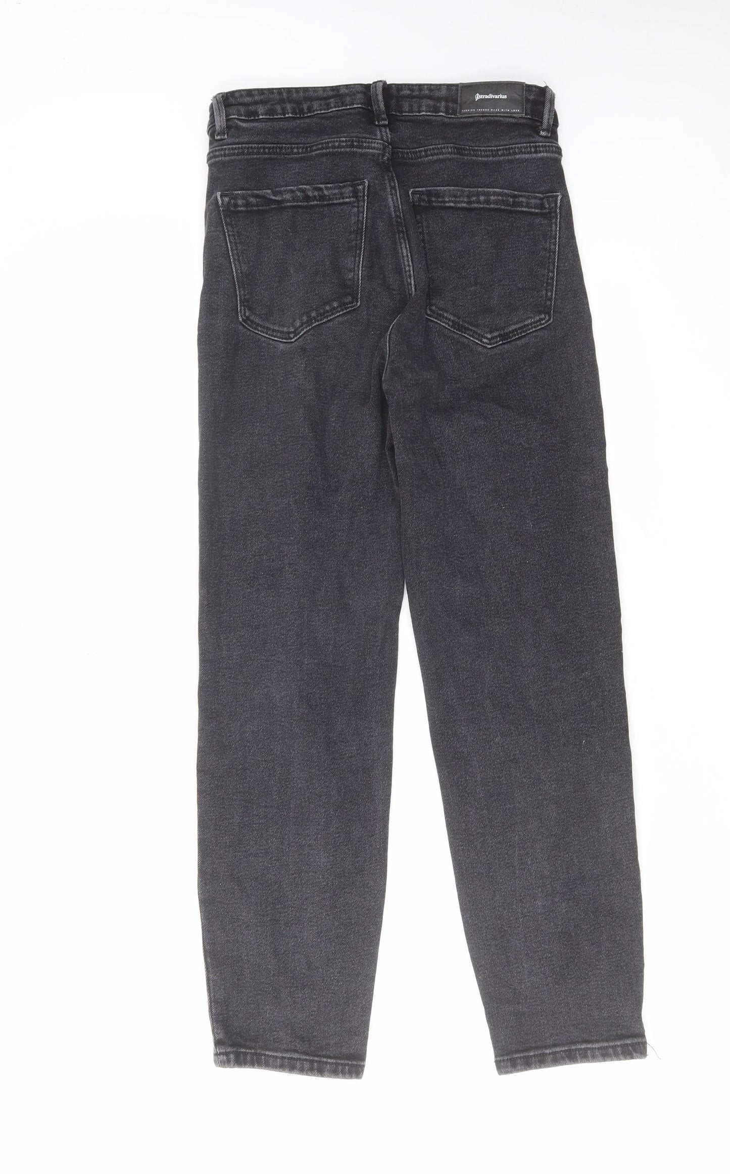 Stradivarius Womens Black Cotton Straight Jeans Size 8 L27 in Regular Zip