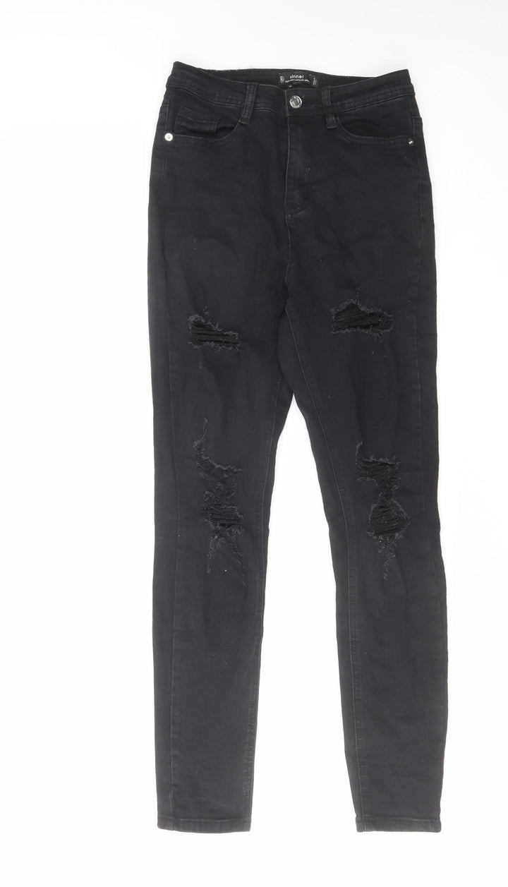 Missguided Womens Black Cotton Skinny Jeans Size 6 L27 in Regular Zip