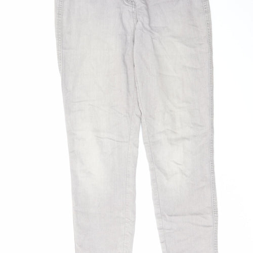 NEXT Womens Grey Cotton Skinny Jeans Size 10 L31 in Regular Zip