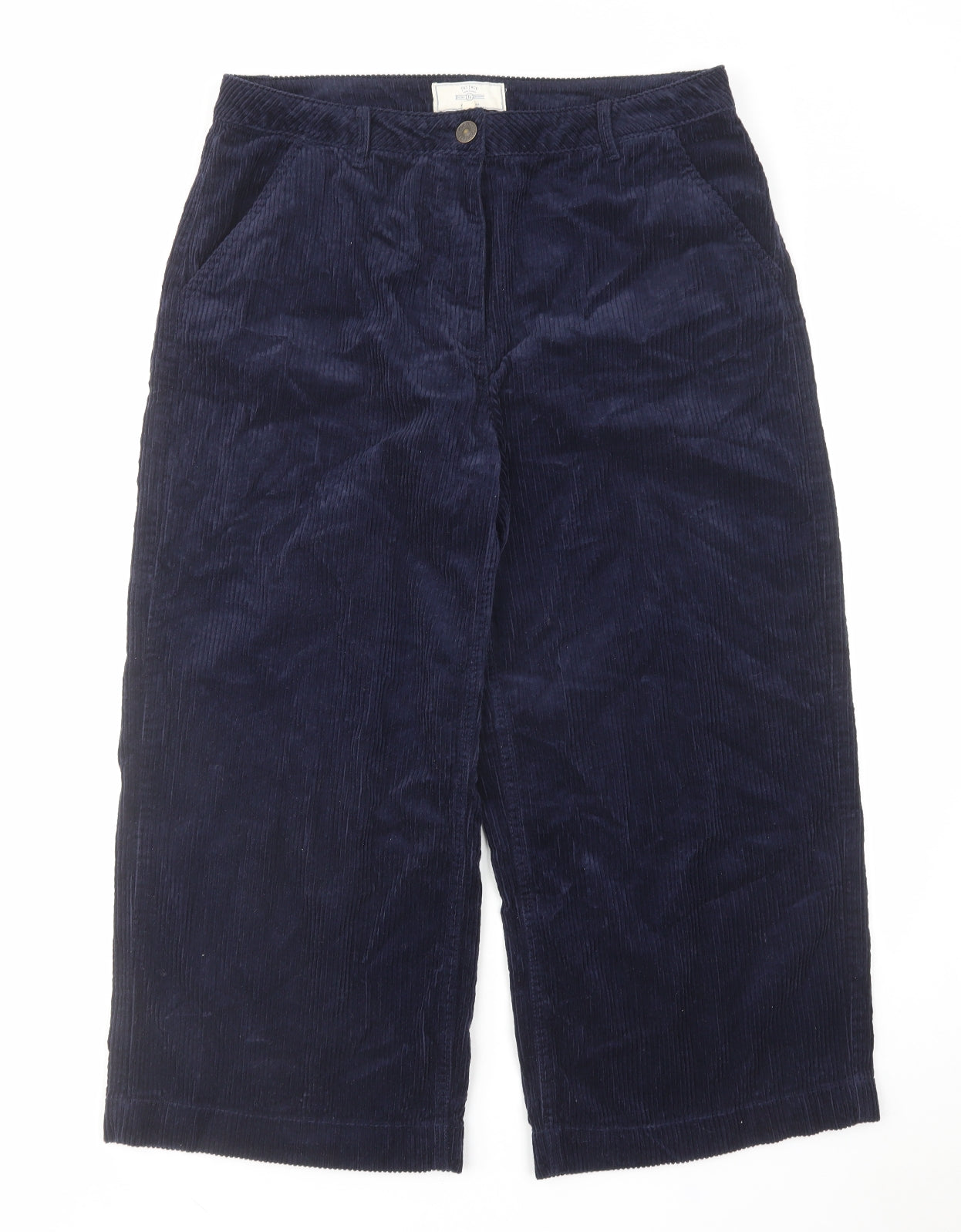 Fat Face Womens Blue Cotton Trousers Size 14 L24 in Regular Zip