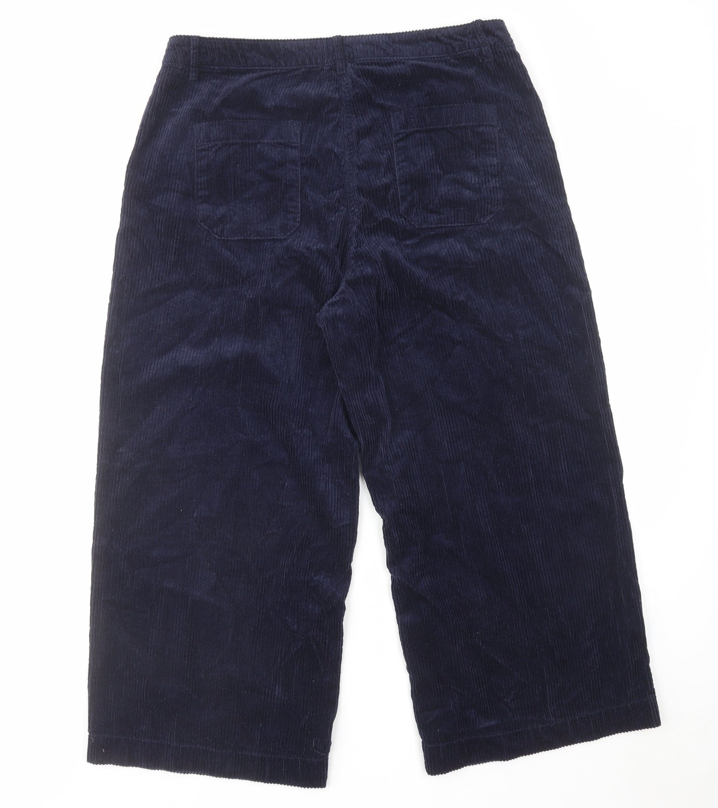 Fat Face Womens Blue Cotton Trousers Size 14 L24 in Regular Zip