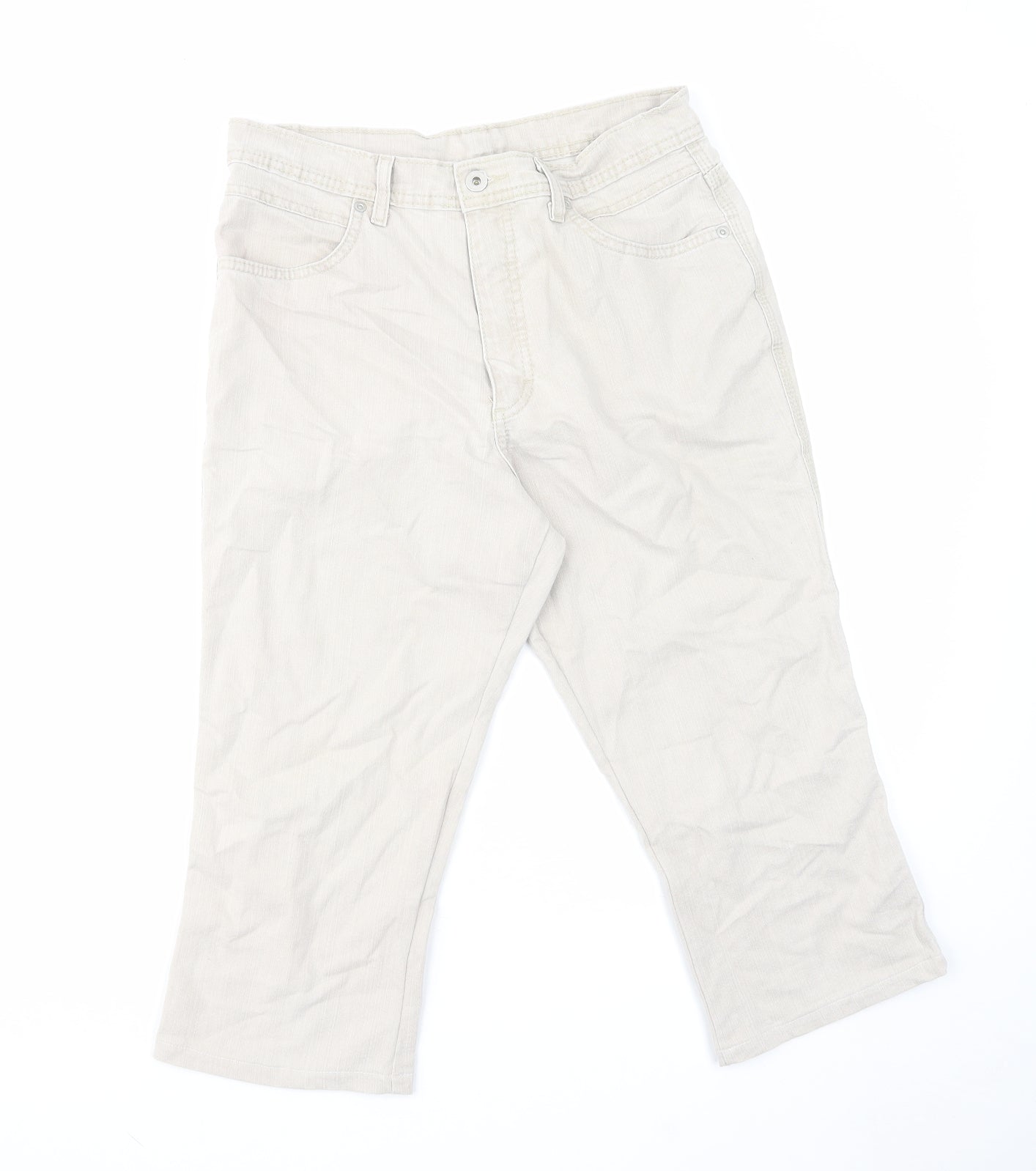 Marks and Spencer Womens Grey Cotton Skimmer Shorts Size 12 L18 in Regular Zip