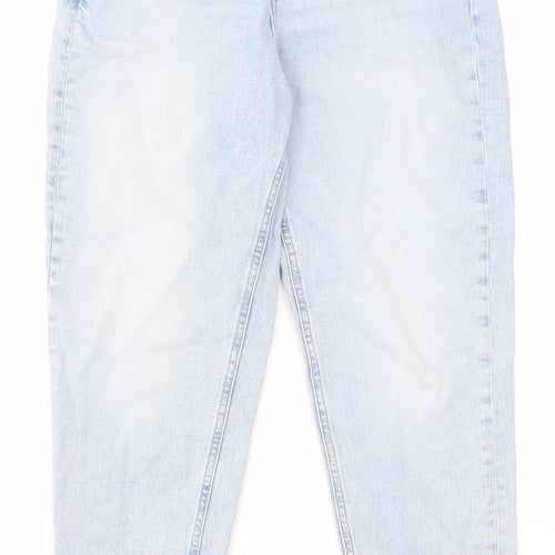 Marks and Spencer Womens Blue Cotton Mom Jeans Size 10 L28 in Regular Zip