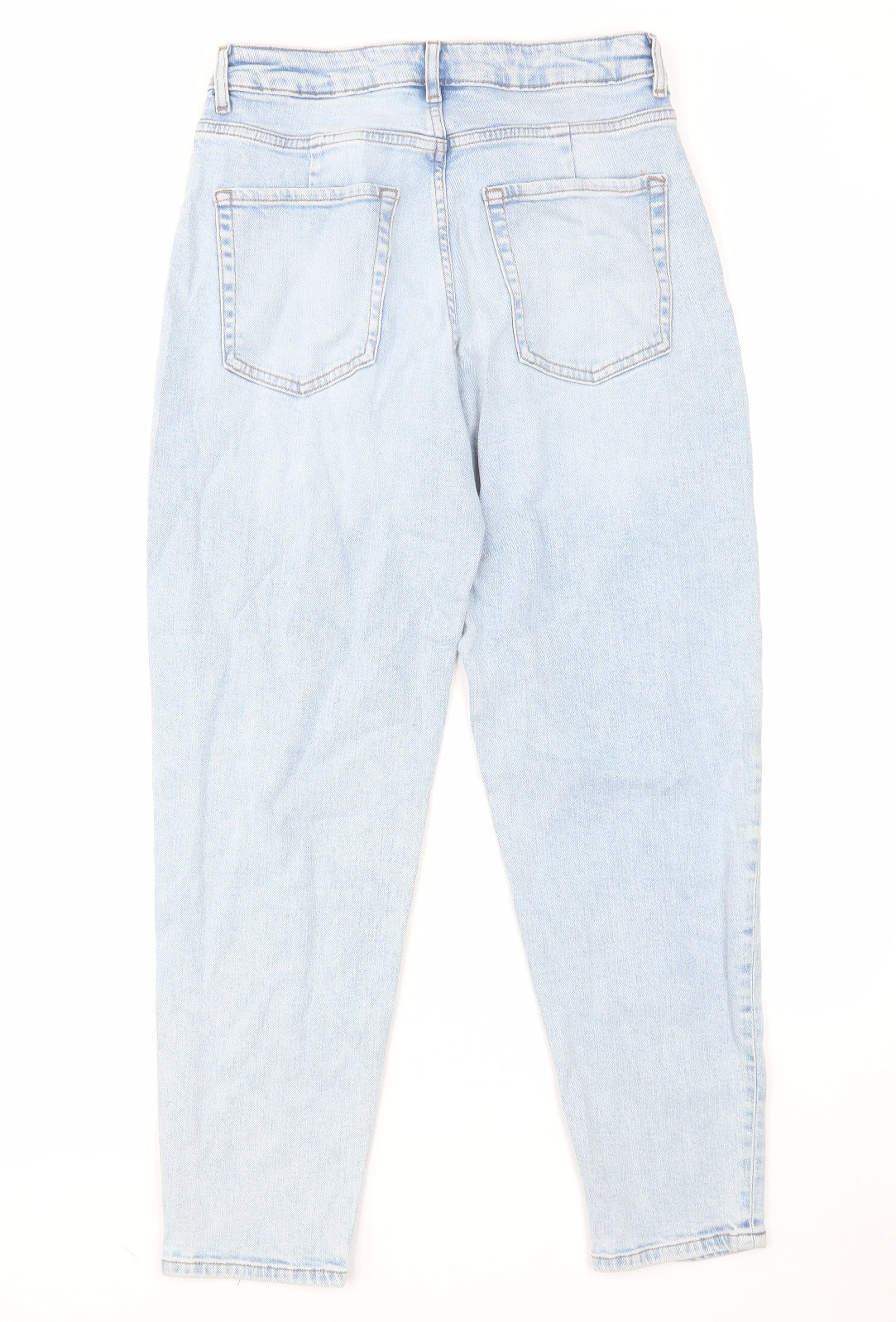 Marks and Spencer Womens Blue Cotton Mom Jeans Size 10 L28 in Regular Zip