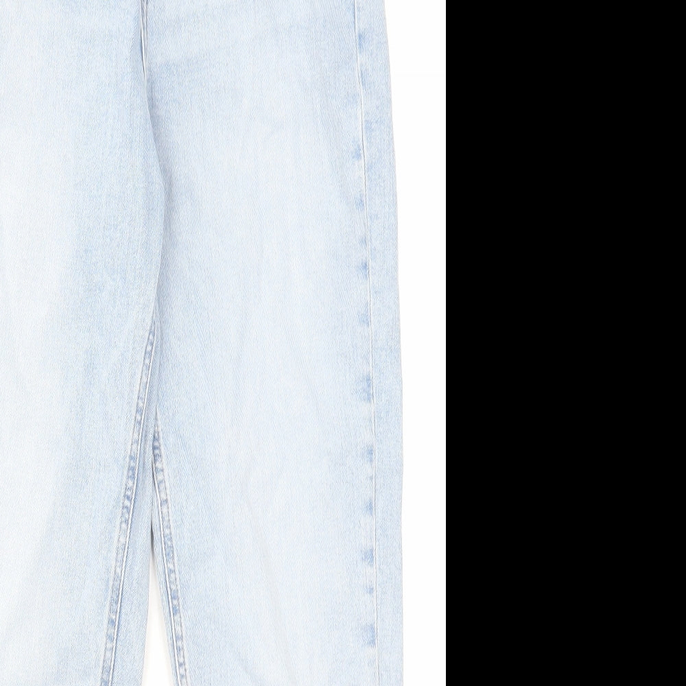 Marks and Spencer Womens Blue Cotton Mom Jeans Size 10 L28 in Regular Zip