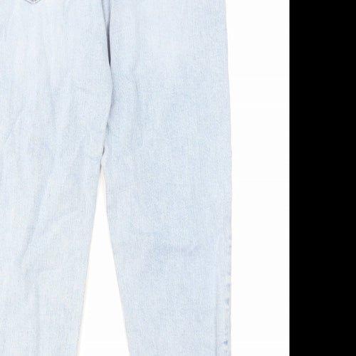 Marks and Spencer Womens Blue Cotton Mom Jeans Size 10 L28 in Regular Zip