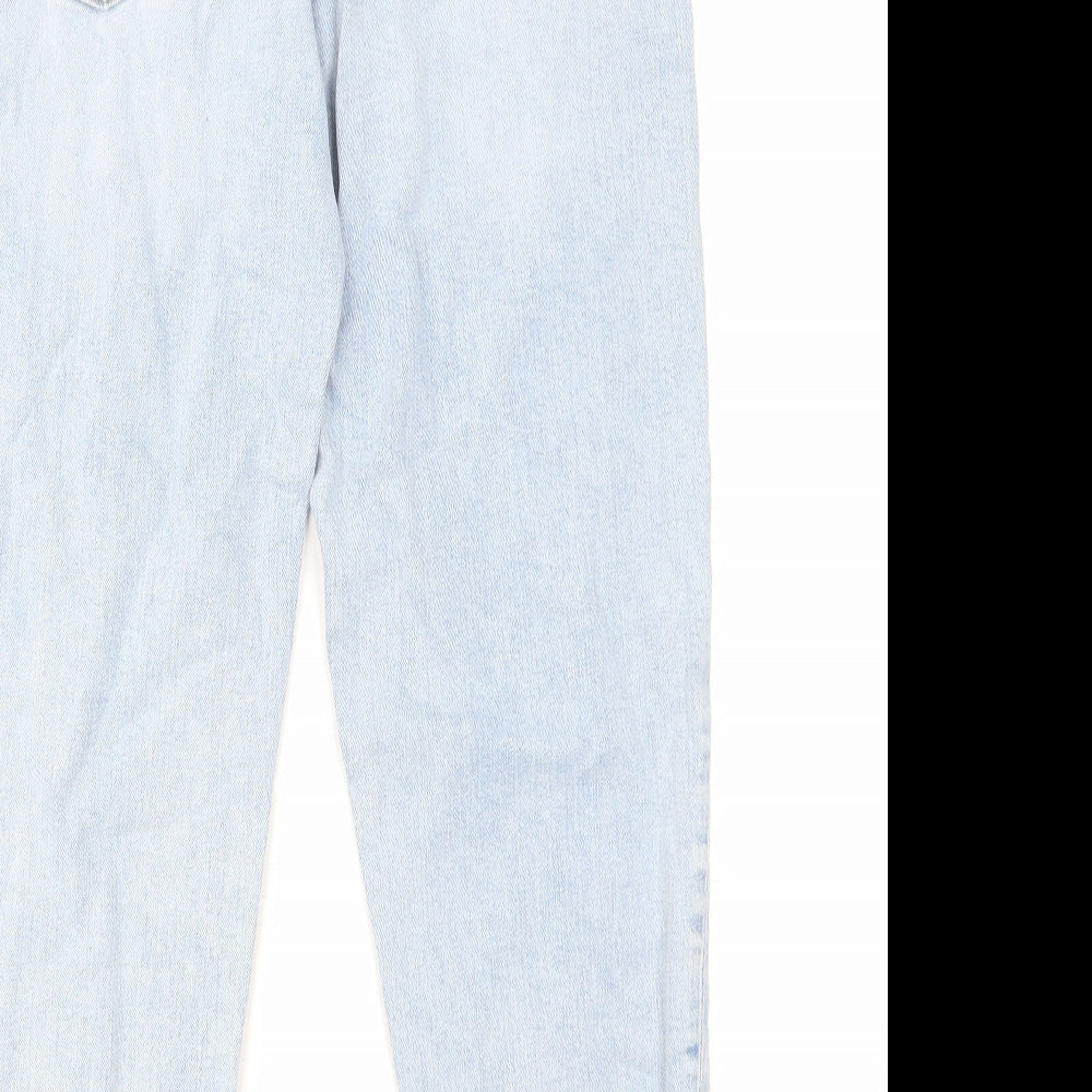 Marks and Spencer Womens Blue Cotton Mom Jeans Size 10 L28 in Regular Zip