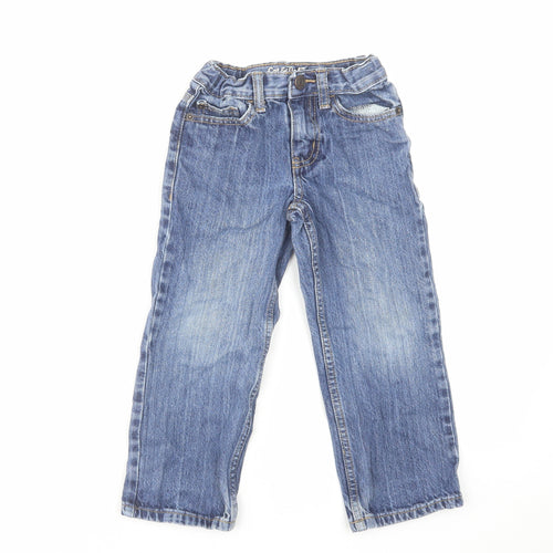 Cat & Jack Boys Blue Cotton Straight Jeans Size 4 Years Relaxed Zip