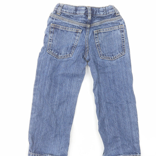 Cat & Jack Boys Blue Cotton Straight Jeans Size 4 Years Relaxed Zip