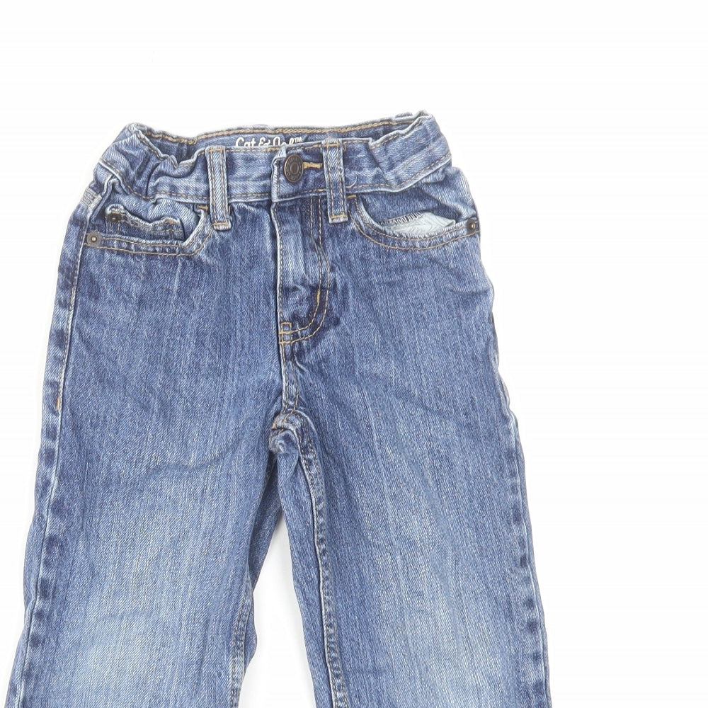 Cat & Jack Boys Blue Cotton Straight Jeans Size 4 Years Relaxed Zip
