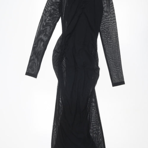 Zara Womens Black Polyester Maxi Size S Boat Neck Pullover
