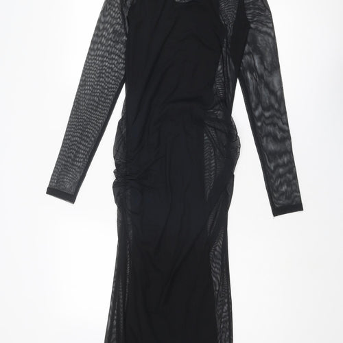 Zara Womens Black Polyester Maxi Size S Boat Neck Pullover