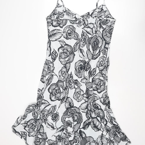 Per Una Womens Black Floral Polyester Slip Dress Size 16 V-Neck Pullover