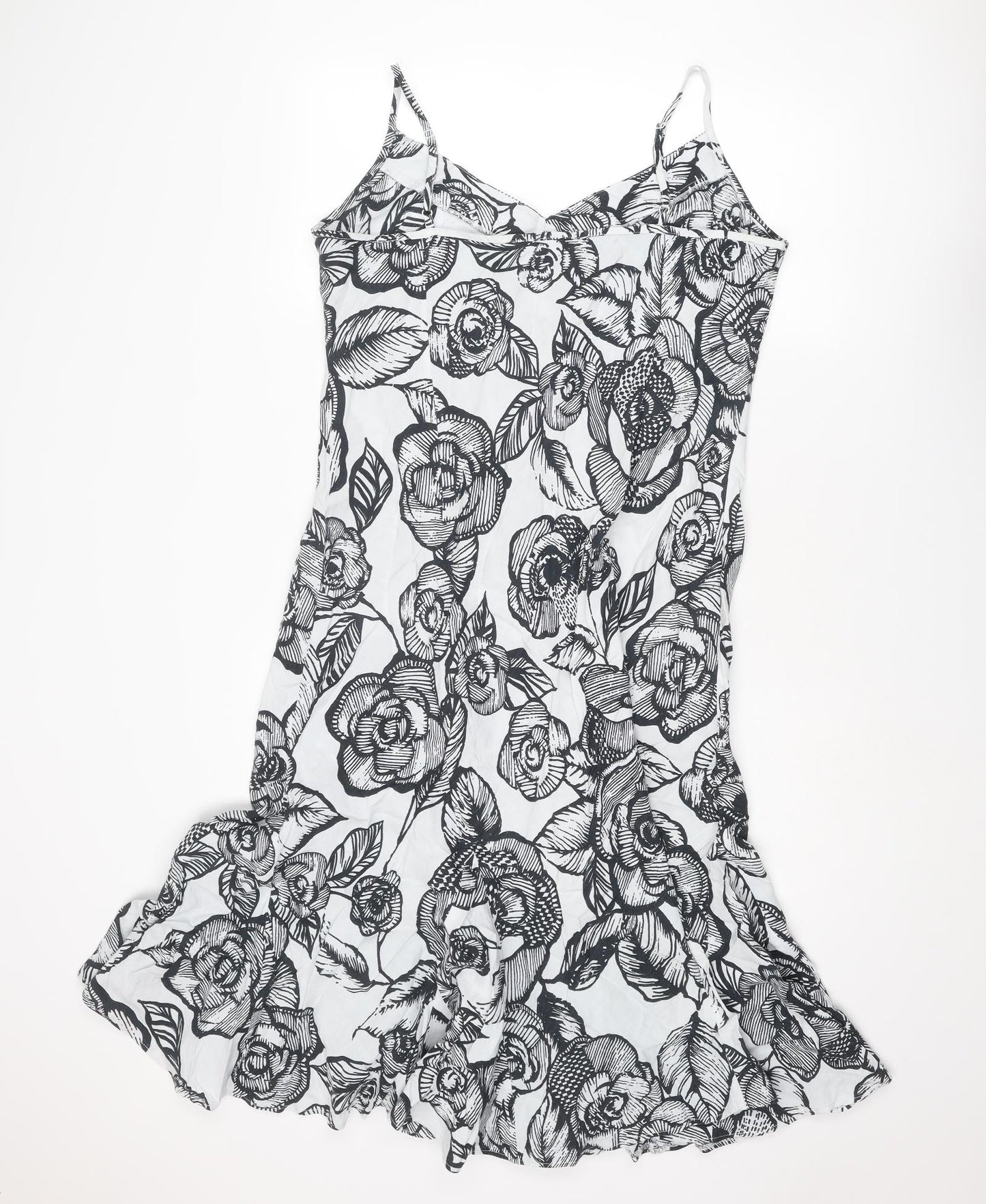 Per Una Womens Black Floral Polyester Slip Dress Size 16 V-Neck Pullover