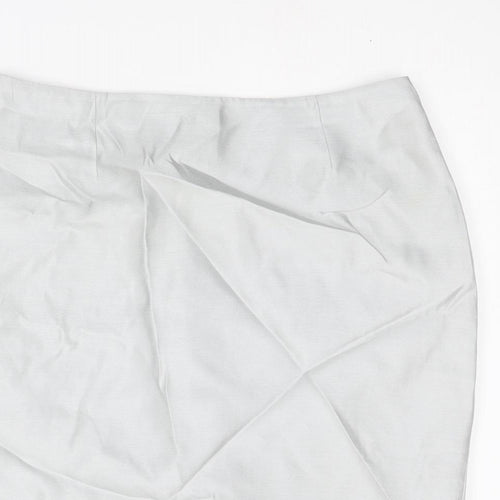 Jaeger Womens Silver Silk Straight & Pencil Skirt Size 12 Zip