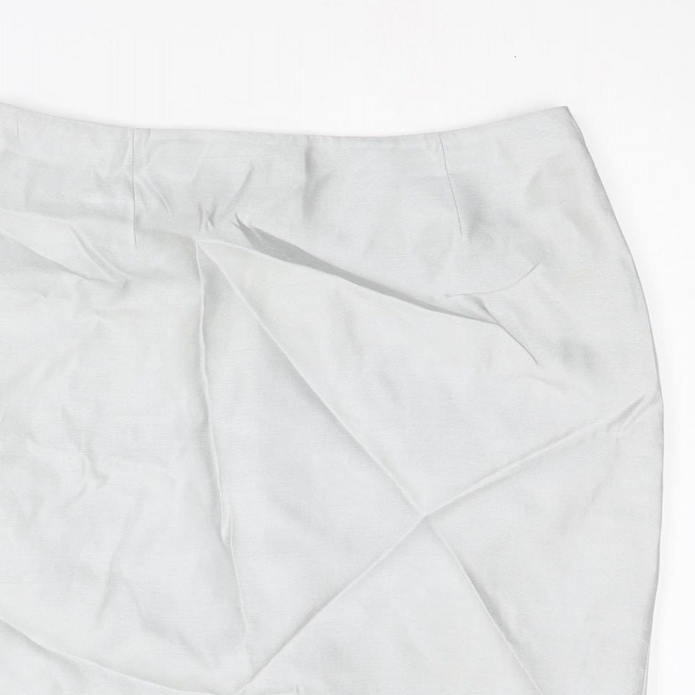 Jaeger Womens Silver Silk Straight & Pencil Skirt Size 12 Zip