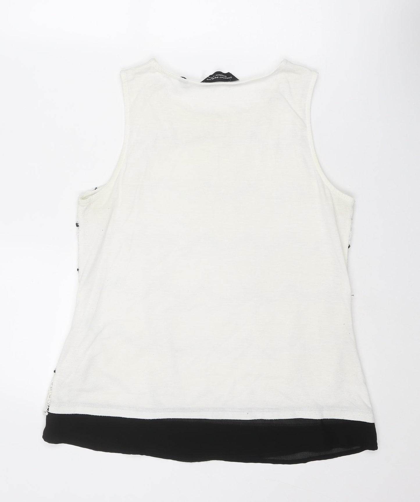 Dorothy Perkins Womens White Geometric Polyester Basic Tank Size 14 Boat Neck - Crochet Front