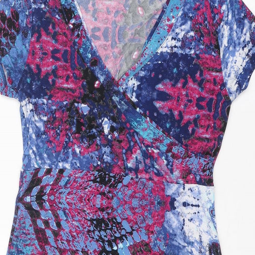 NEXT Womens Multicoloured Geometric Polyester A-Line Size 12 V-Neck Pullover