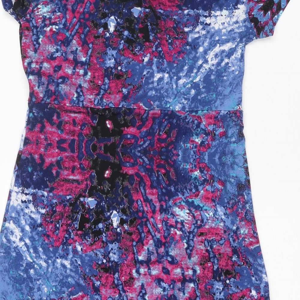 NEXT Womens Multicoloured Geometric Polyester A-Line Size 12 V-Neck Pullover