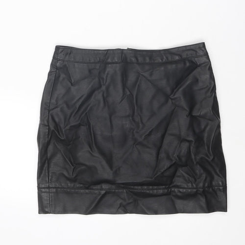 Dorothy Perkins Womens Black Polyurethane Mini Skirt Size 8 Zip