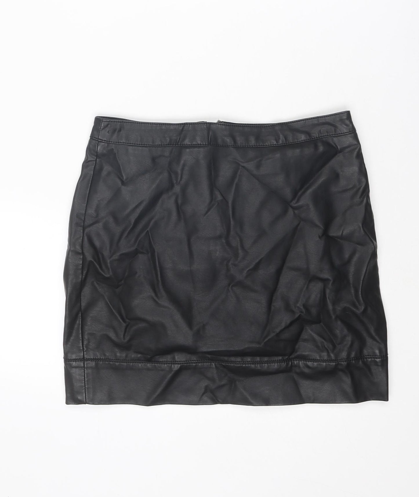 Dorothy Perkins Womens Black Polyurethane Mini Skirt Size 8 Zip