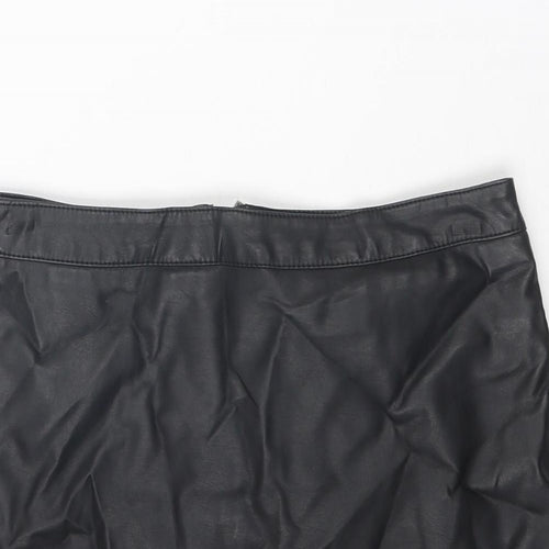 Dorothy Perkins Womens Black Polyurethane Mini Skirt Size 8 Zip